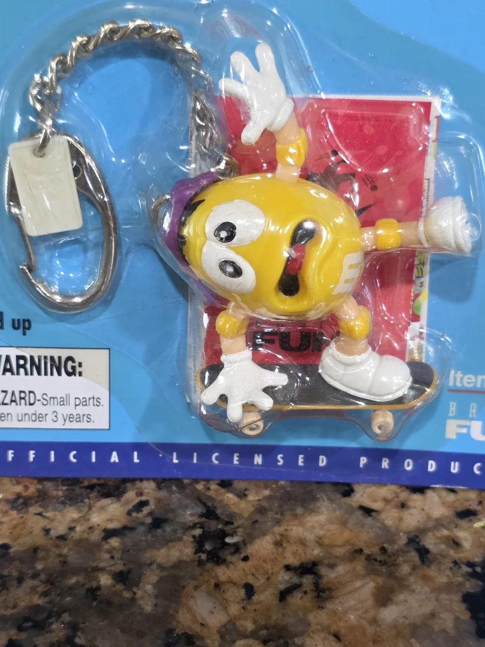 M&M'S Yellow Skateboard Keychain with Purple Helmet